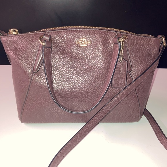 Coach Oxblood Pebble Leather Mini Kelsey Satchel